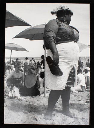 Item #353798 Coney Island Beach People. Untitled [Woman and Umbrellas, Coney Island]. Harry Lapow