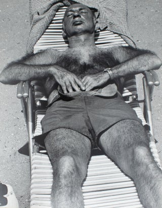 Item #353851 Coney Island Beach People. Untitled [Man with Hairy Chest Sleeping on Beach Chair]....