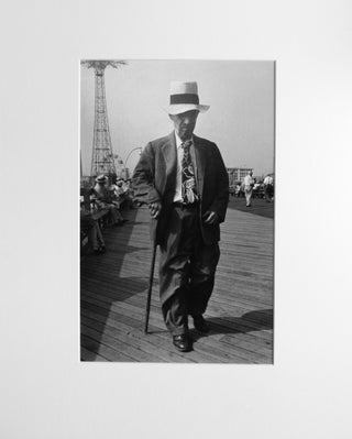 Item #353856 Coney Island Beach People. Untitled [Man in Suit with Parachute Drop]. Harry Lapow