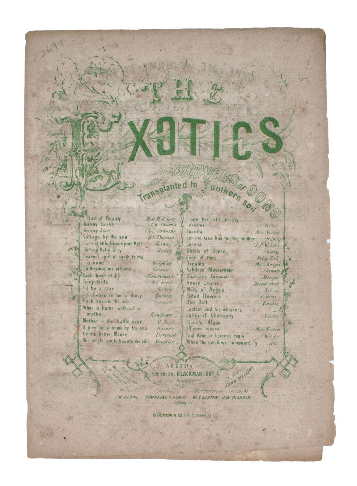 Item #353880 The Exotics. Flowers of Song Transplanted to Southern Soil ... O Give Me A Home by the Sea ... Words and Music by E. A. Hosmer. Civil War.