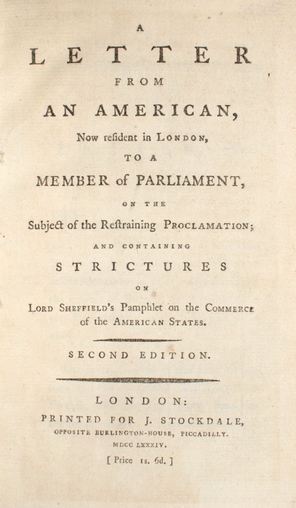 A Letter from an American, now Resident in London, to a Member of Parliament, on the Subject of... (3/3)