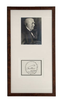 Item #354127 Autograph Note Signed, "Thos. A. Edison" on his first visit to Schenectady in 30...