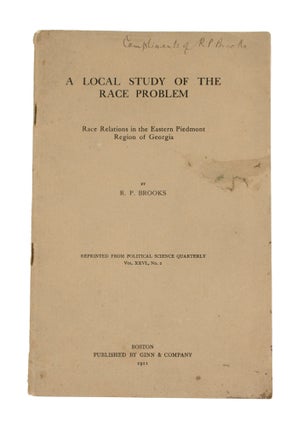 Item #354166 A Local Study of the Race Problem. Race Relations in the Eastern Piedmont Region of...
