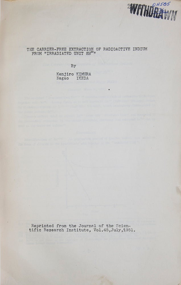 Annual Report of the Research Committee on the Application of Artificial Radioactive Isotopes in Japan. Volume I, Part 2 Collected Reprints (1951)