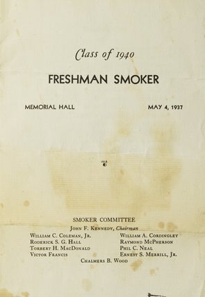 Item #35629 Class of 1940 Freshman Smoker. John Fitzgerald Kennedy