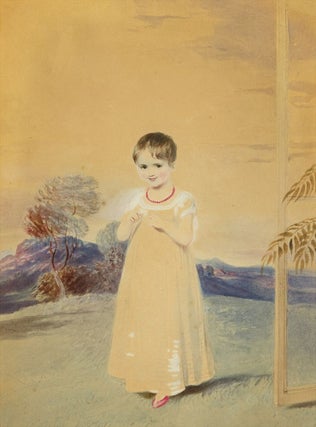 Item #36285 Two Portraits: Boy with Hoop and Young Girl in a Landscape. Adam Buck, Irish