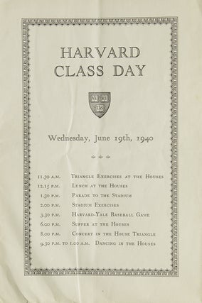 Item #36432 Harvard Class Day [Printed Programme]. John Fitzgerald Kennedy