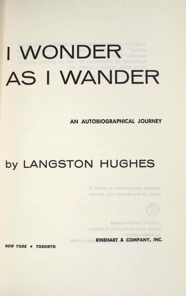 I Wonder As I Wander. An Autobiographical Journey