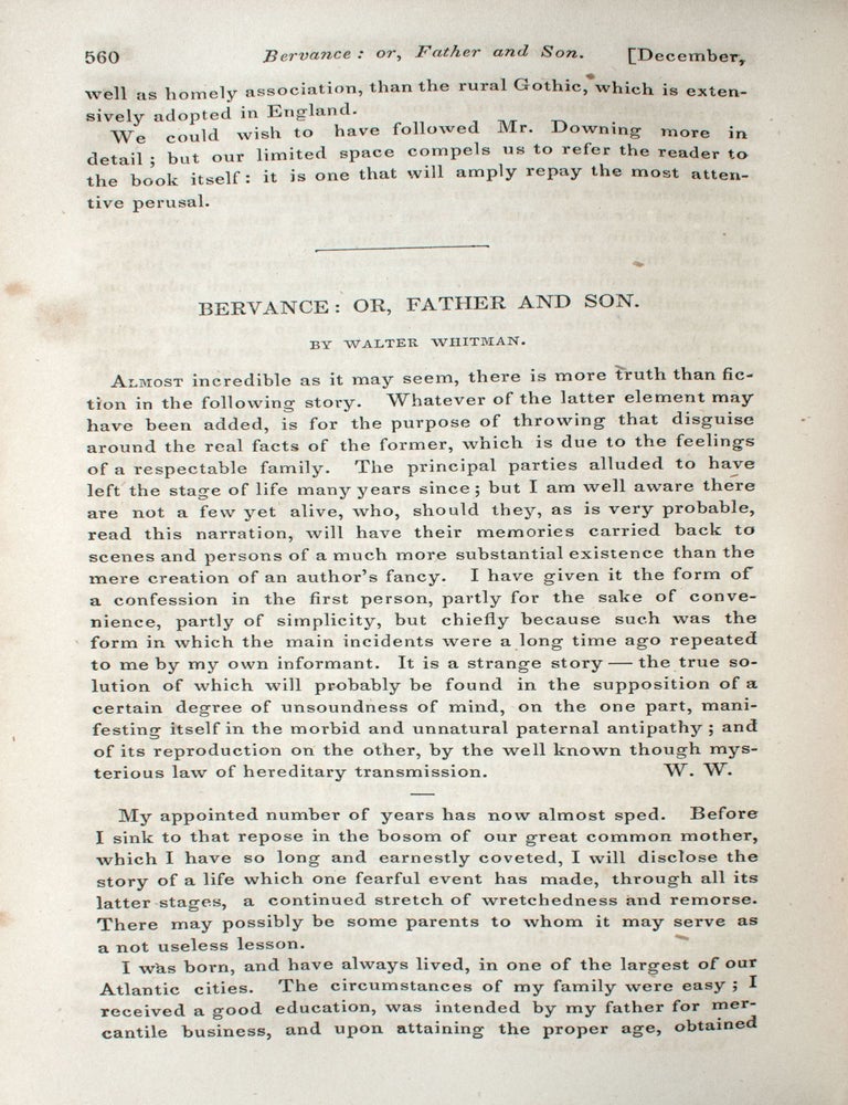 Eight First Printings of Whitman IN The United States Magazine and Democratic Review, Volumes IX-XI, July, 1841-December, 1842