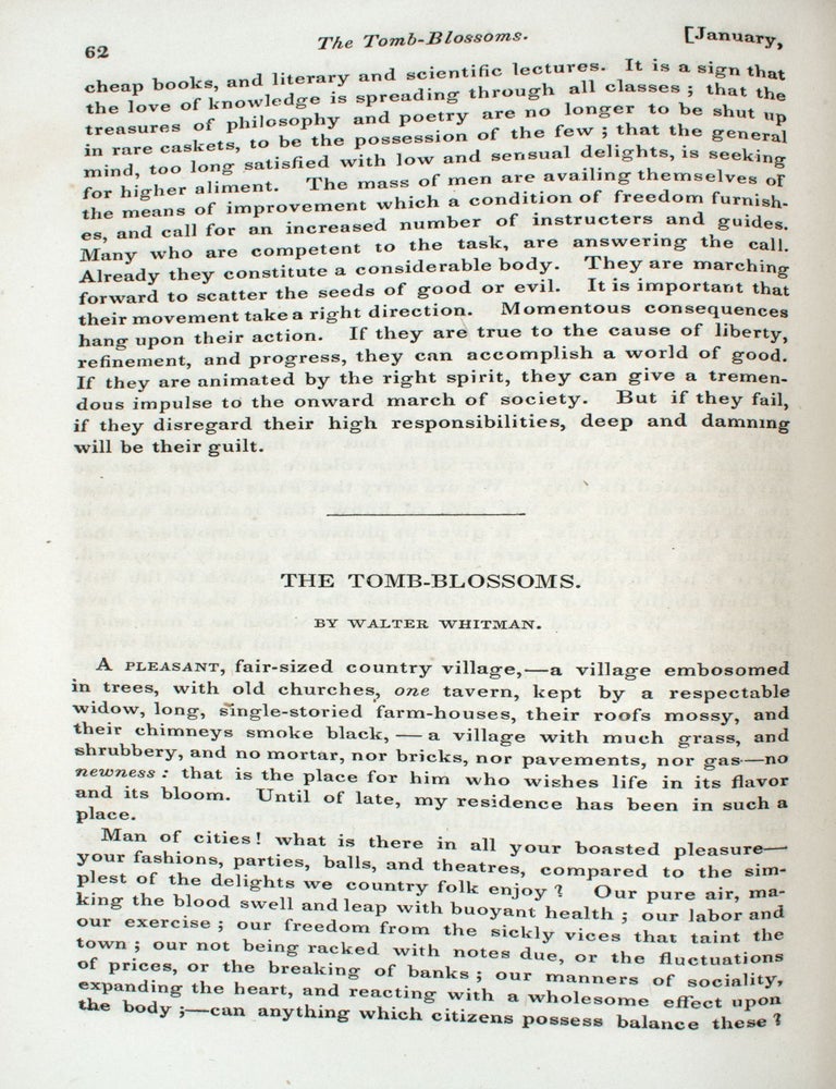 Eight First Printings of Whitman IN The United States Magazine and Democratic Review, Volumes IX-XI, July, 1841-December, 1842