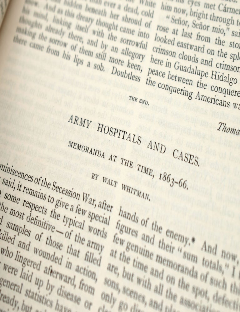 "Army Hospitals and Cases: Memoranda at the Time, 1863-66" IN The Century Illustrated Monthly Magazine, Vol. XXXVI, No. 6