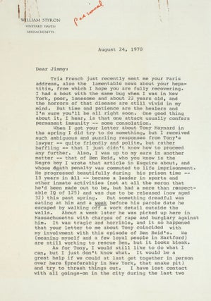 Item #365334 Typed Letter, Signed "Bill" to James Baldwin, About Helping African American...
