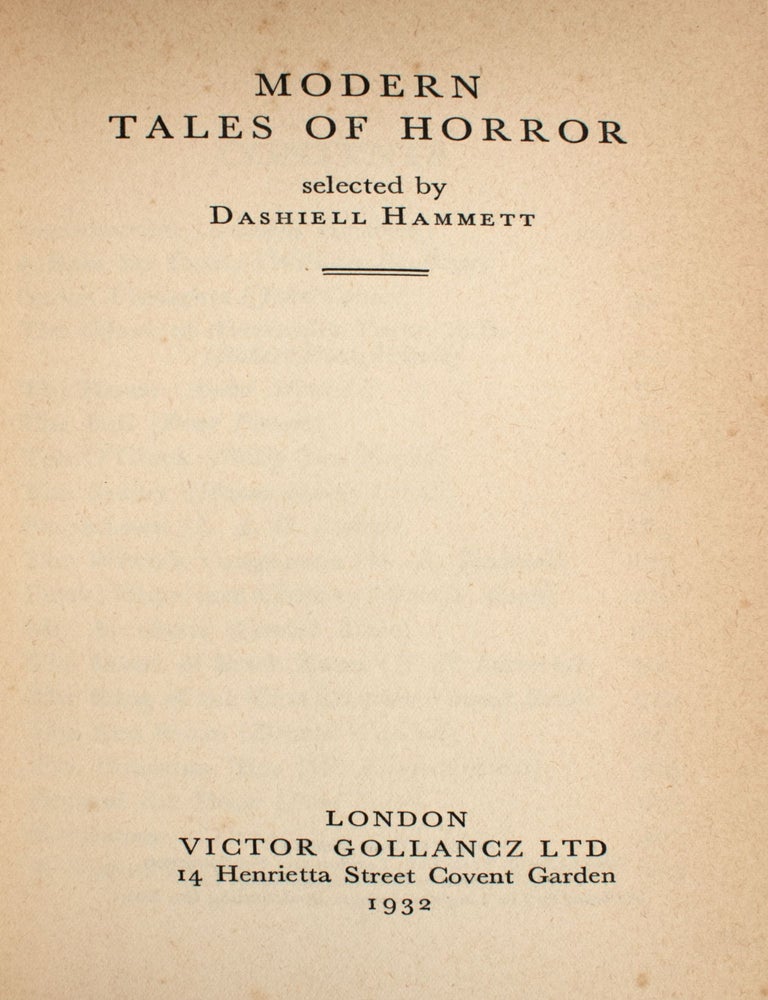 Modern Tales of Horror selected by Dashiell Hammett