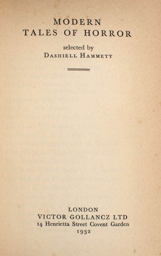 Modern Tales of Horror selected by Dashiell Hammett