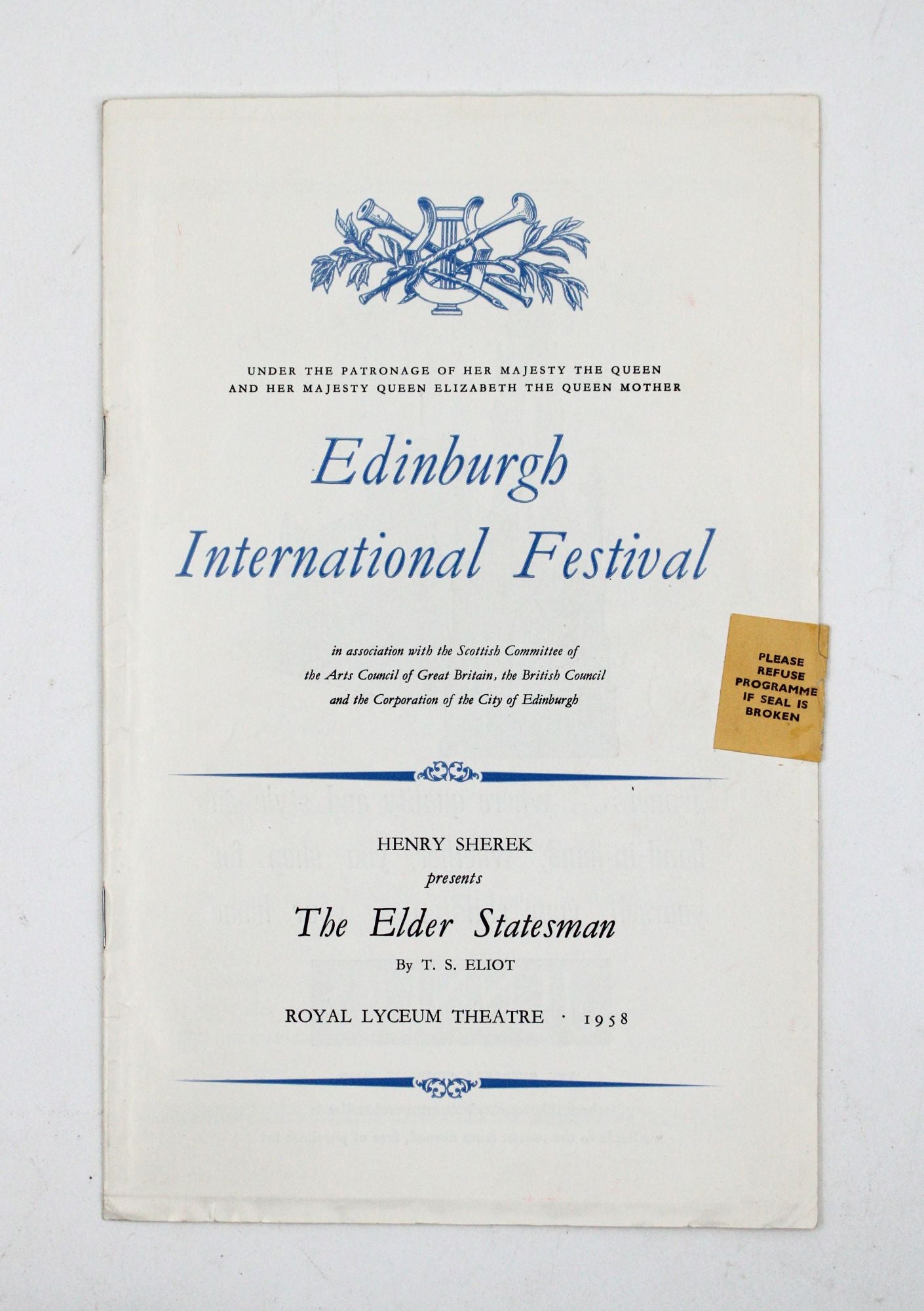Edinburgh Festival 1958. Henry Sherek presents the world première of ...