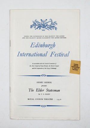 Item #365490 Edinburgh Festival 1958. Henry Sherek presents the world première of The Elder...