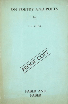 Item #365548 On Poetry and Poets [Proof copy]. T. S. Eliot