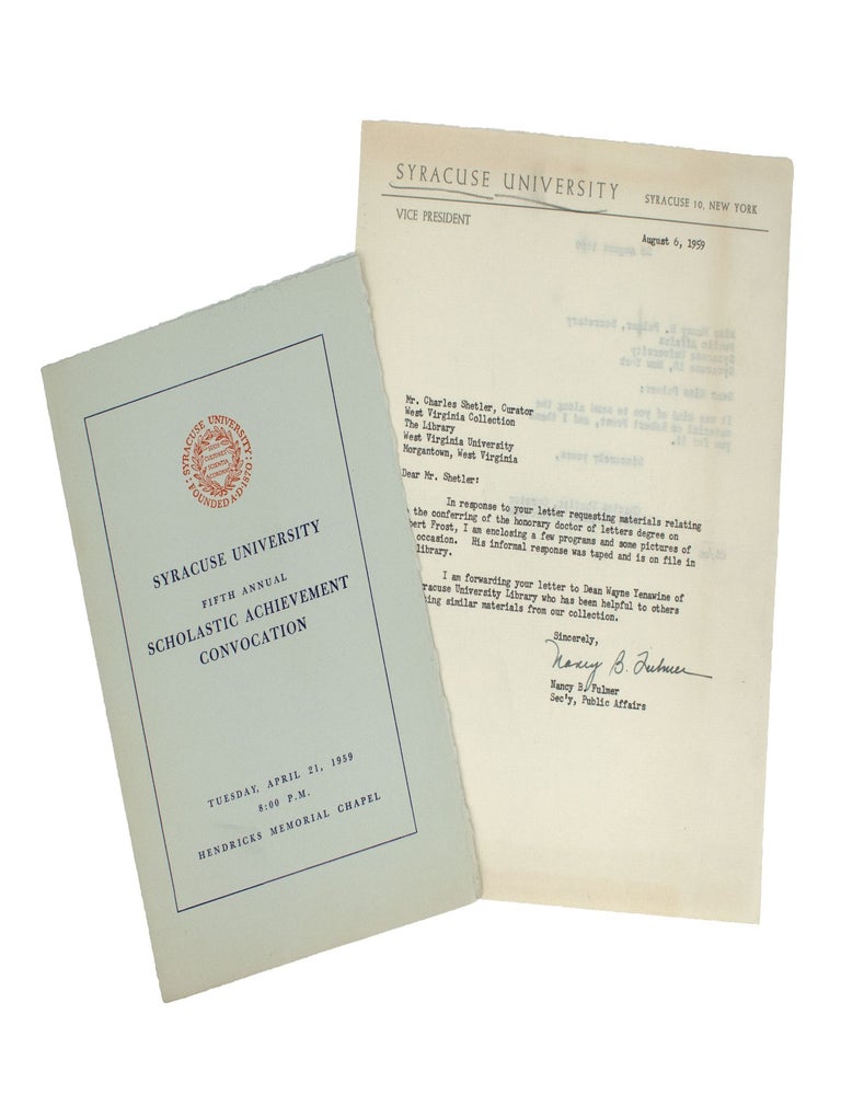 Collection of Photographs and Ephemera Related to Robert Frost Receiving an Honorary Degree from Syracuse University