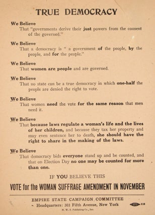 Item #365753 True Democracy ... Vote for the Woman Suffrage Amendment in November. Woman Suffrage