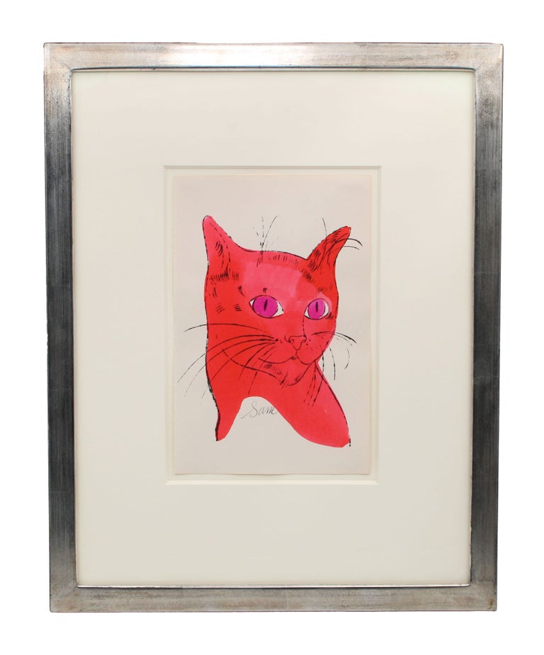 Item #366042 Sam. [Portrait of a pink cat with magenta eyes.]. Andy Warhol.