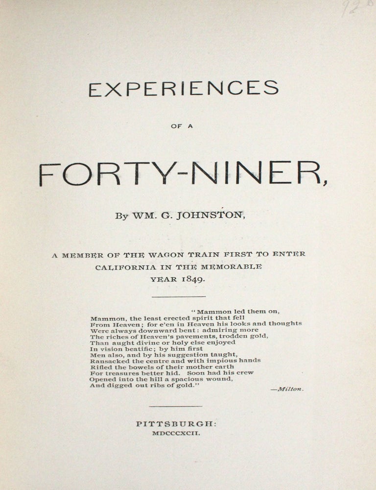 Experiences of a Forty-Niner