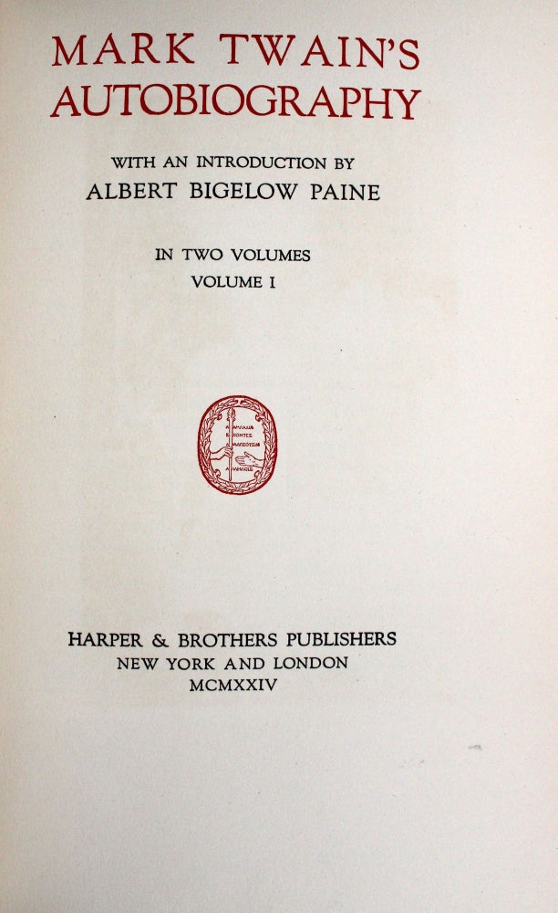 Mark Twain's Autobiography. With an introduction by Albert Bigelow Paine