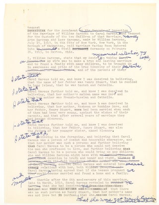 Item #36630 Archive of Drafts of Letters and Documents relating to Saroyan's separation and...