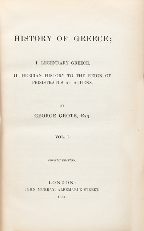 History of Greece - George Grote - Mixed edition set: vol.I-IV 4th ed ...