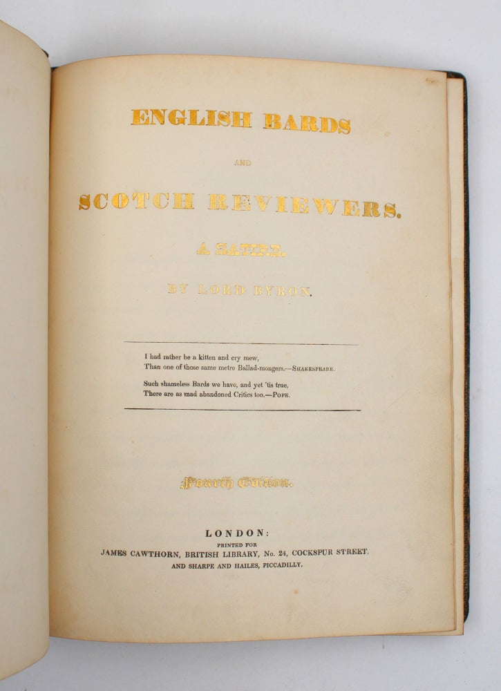 Calligraphic Manuscript of ENGLISH BARDS AND SCOTCH REVIEWERS, with printed title-page by the original publisher, James Cawthorn