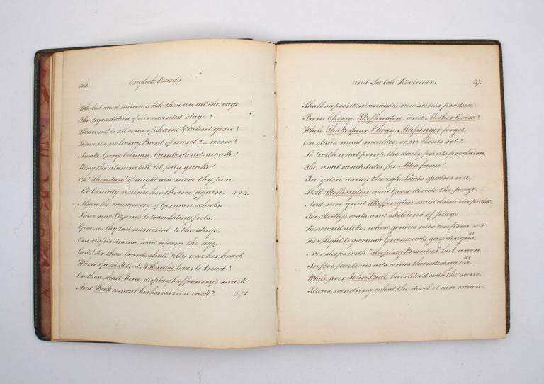 Calligraphic Manuscript of ENGLISH BARDS AND SCOTCH REVIEWERS, with printed title-page by the original publisher, James Cawthorn