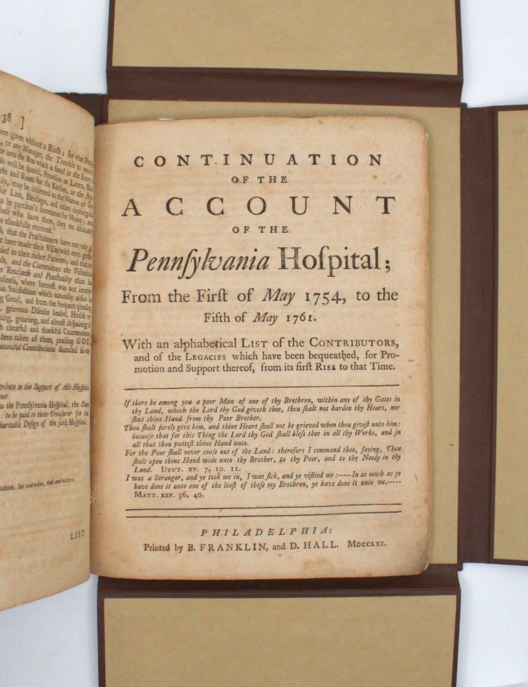 Some Account of the Pennsylvania Hospital, from its first Rise, to the Beginning  of the Fifth... (3/8)