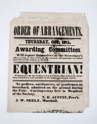 Item #366877 Order of Arrangements. Thursday, Oct. 19th ... Equestrian! Performance by the Ladies...