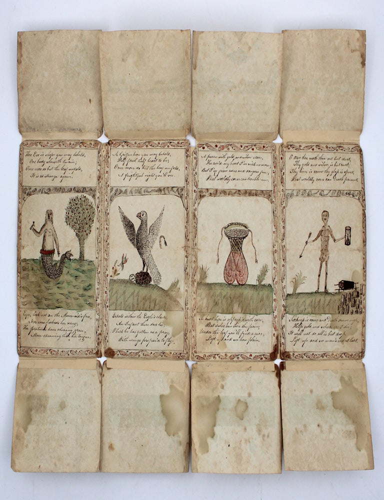 [Early manuscript copy of Sands's Metamorphosis or, A Transformation of Pictures with Poetical Explanations, with charming hand colored drawings]