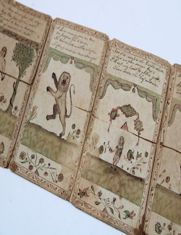 [Early manuscript copy of Sands's Metamorphosis or, A Transformation of Pictures with Poetical Explanations, with charming hand colored drawings]