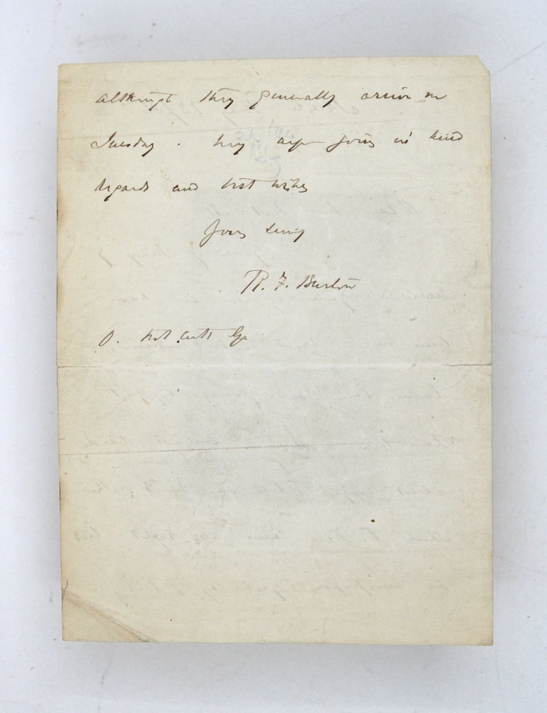Autograph Letter, signed (“R.F. Burton”), dated Trieste 13 May 1886