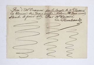 Item #367193 Autograph Document, signed (“A. Rimbaud”), receipt for 3,000 Thalers from Ato...