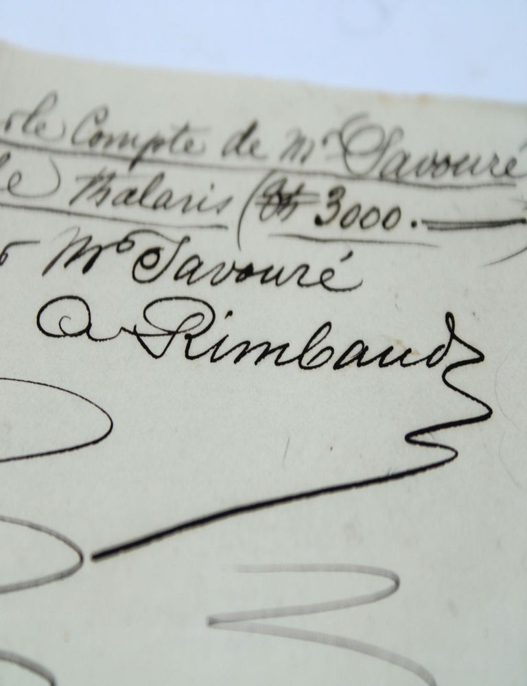 Autograph Document, signed (“A. Rimbaud”), receipt for 3,000 Thalers from Ato Tesamma for the... (2/7)