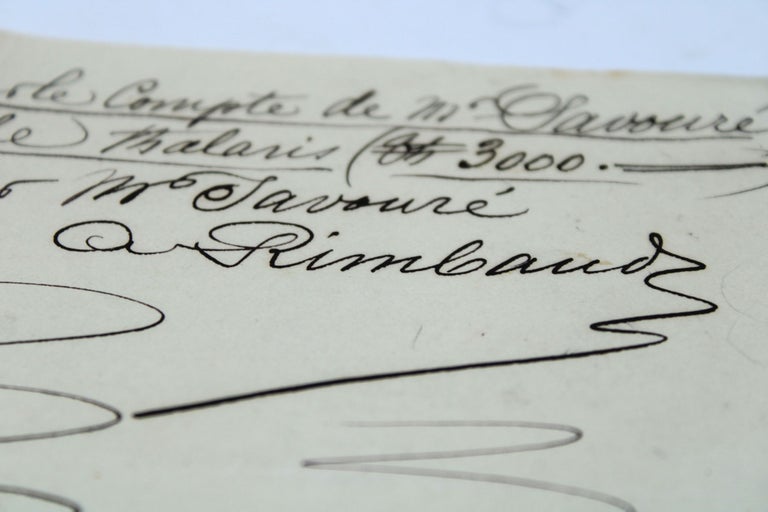Autograph Document, signed (“A. Rimbaud”), receipt for 3,000 Thalers from Ato Tesamma for the... (2/7)