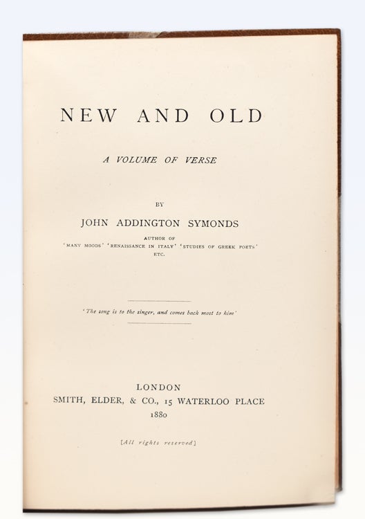 New and Old: A Volume of Verse