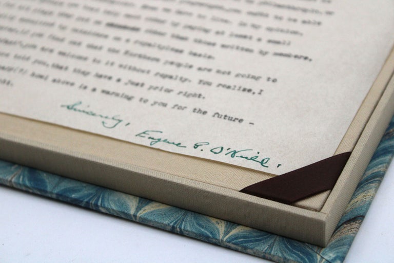 TLS On "Before Breakfast" and Whether "the Provincetown Players … allow their plays to be put on outside of their own theatre". Signed, "Sincerely, Eugene G. O'Neill" in green ink at lower right