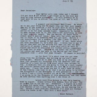 Typescript Letter, Signed ("Senor Fatback"), to his friend Paul Semonin ("Jackalope"