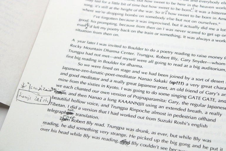 Annotated Typescript, "The Vomit of a Mad Tyger" a talk by Allen Ginsberg at Jewel Heart Retreat