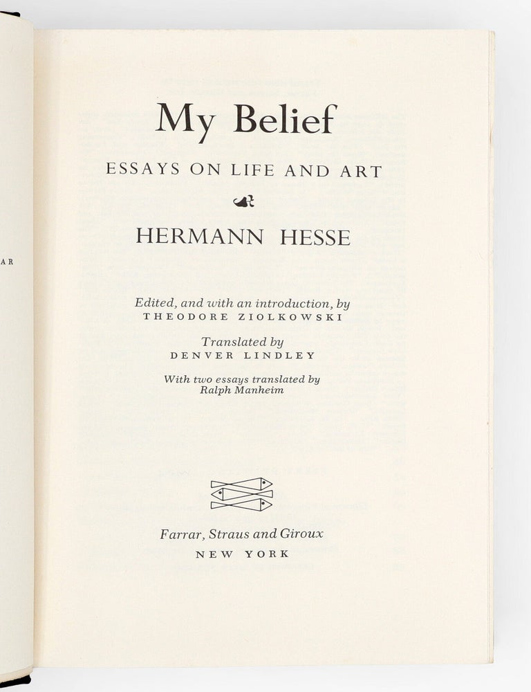 My Belief: Essays on Life and Art