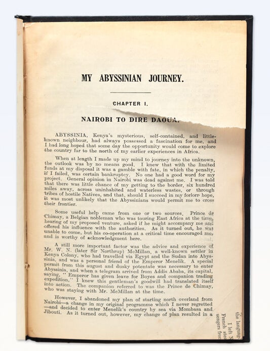 My Abyssinian Journey: A Journey Through Abyssinia from the Red Sea to Nairobi in 1906 in the Days of Emperor Menelik. [cover title]