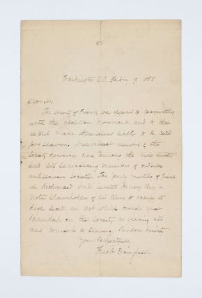 Autograph letter signed, to an unnamed recipient, responding to his query about the role of the...