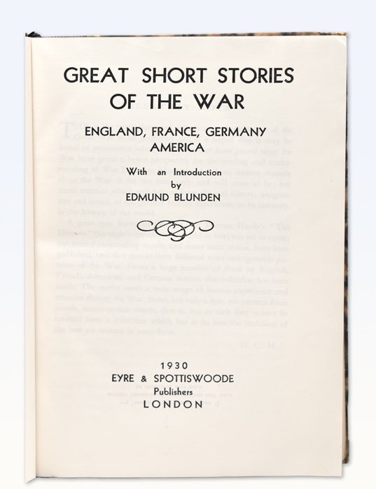 Great Short Stories of the War. England, France, Germany, America. With an introduction by &hellip;