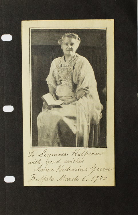 Item #36861 Autograph inscription written under periodical portrait of Green, signed “Anna Katharine Green”. Anna Katharine Green.