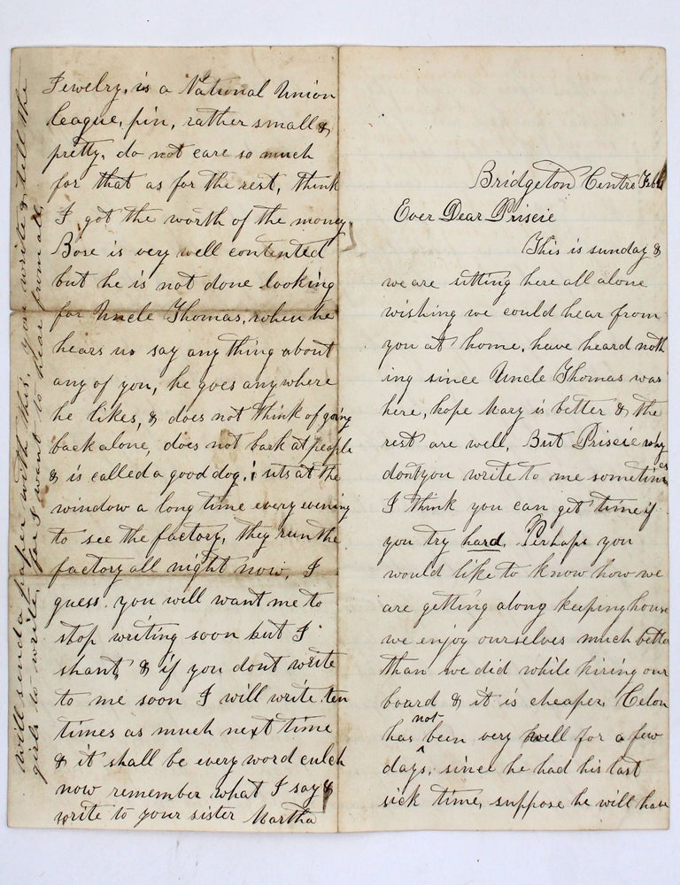 Autograph letter signed, to her sister, recounting attending a speech by fugitive slave William Andrew Jackson