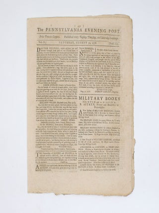 Item #369649 The Pennsylvania Evening Post ... Saturday, August 31, 1776 ... [containing news of...