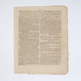 Item #369649 The Pennsylvania Evening Post ... Saturday, August 31, 1776 ... [containing news of...